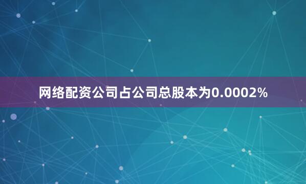 网络配资公司占公司总股本为0.0002%